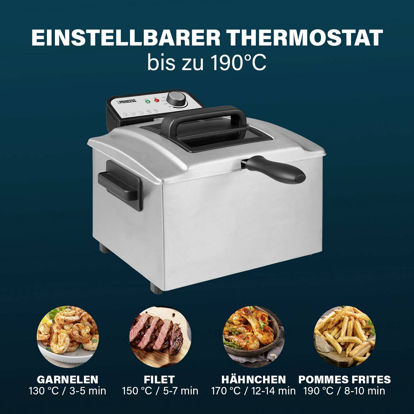 Princess Fritteuse Fettbackgerät 5Liter Antihaftbeschichtung Überhitzungsschutz - 8712836996717