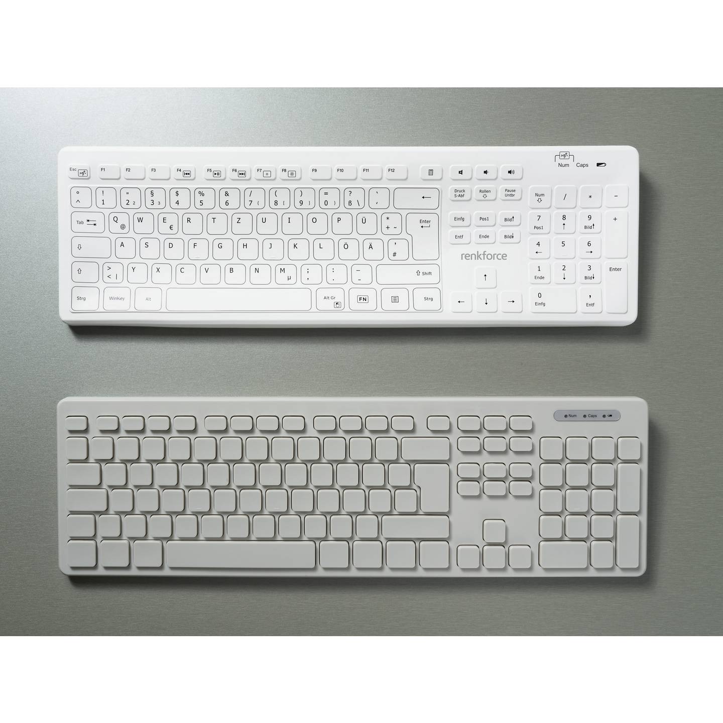 Renkforce Hygiene-Tastatur RF-WRK-300 Kabellos Spritzwassergeschützt Weiß - 4064161336985