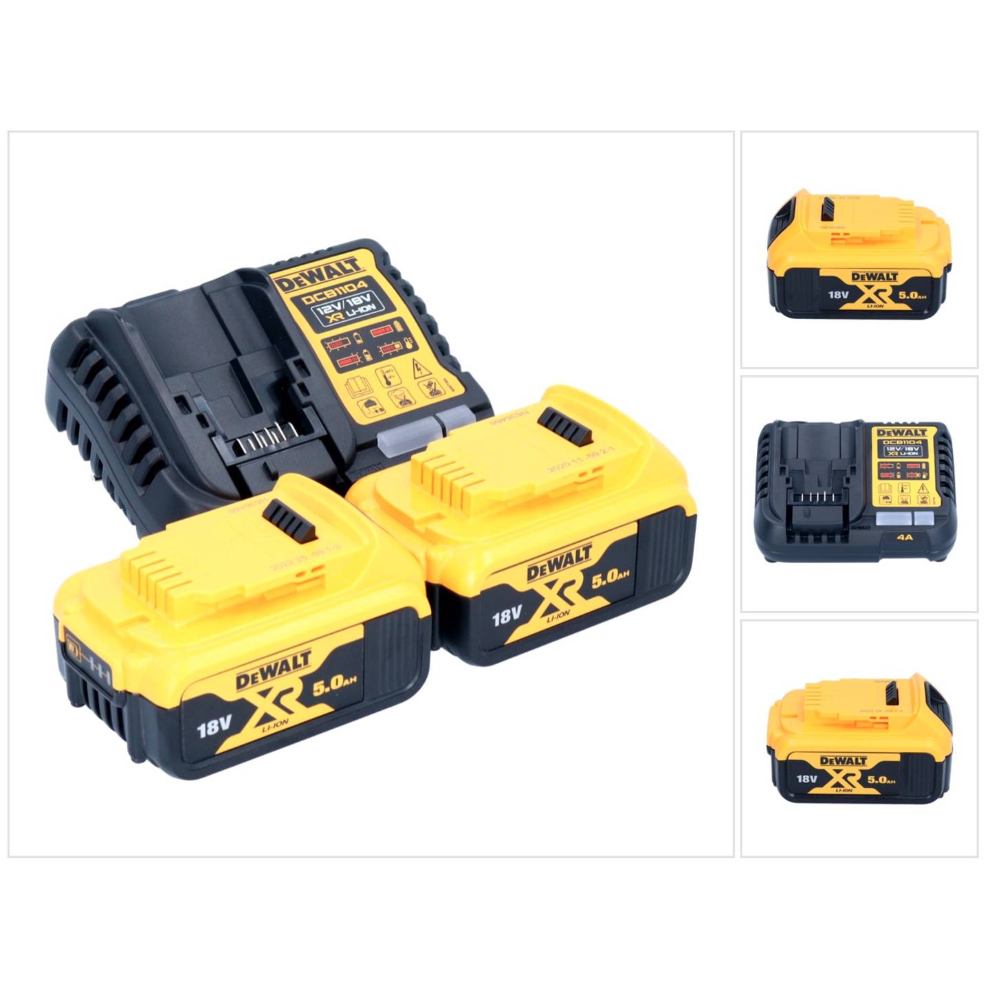 DEWALT Akku-Kit Set Werkzeug Akku Werkzeugset 2x 18V 5Ah plus DCB1104 - 5035048790045