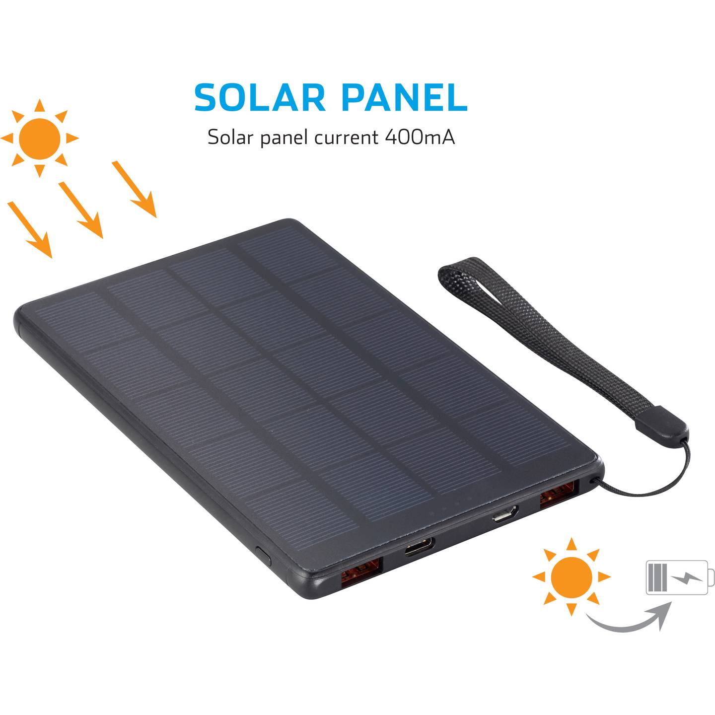 Voltcraft Solar Powerbank 10000 mAh Akku Ladegerät USB PD schwarz LiPo 2xUSB - 4064161151175