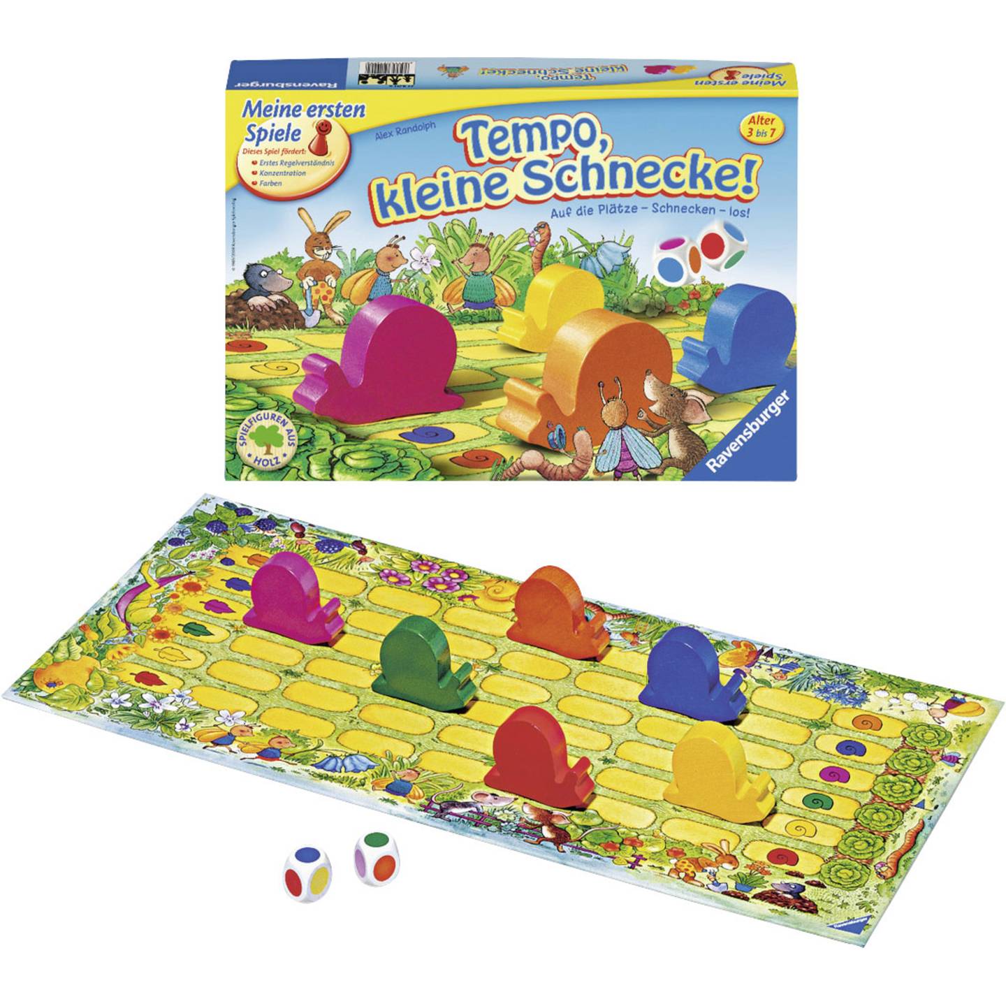 Ravensburger Tempo, kleine Schnecke! - Farbwürfelspiel aus Holz für Kinder - 4005556214204