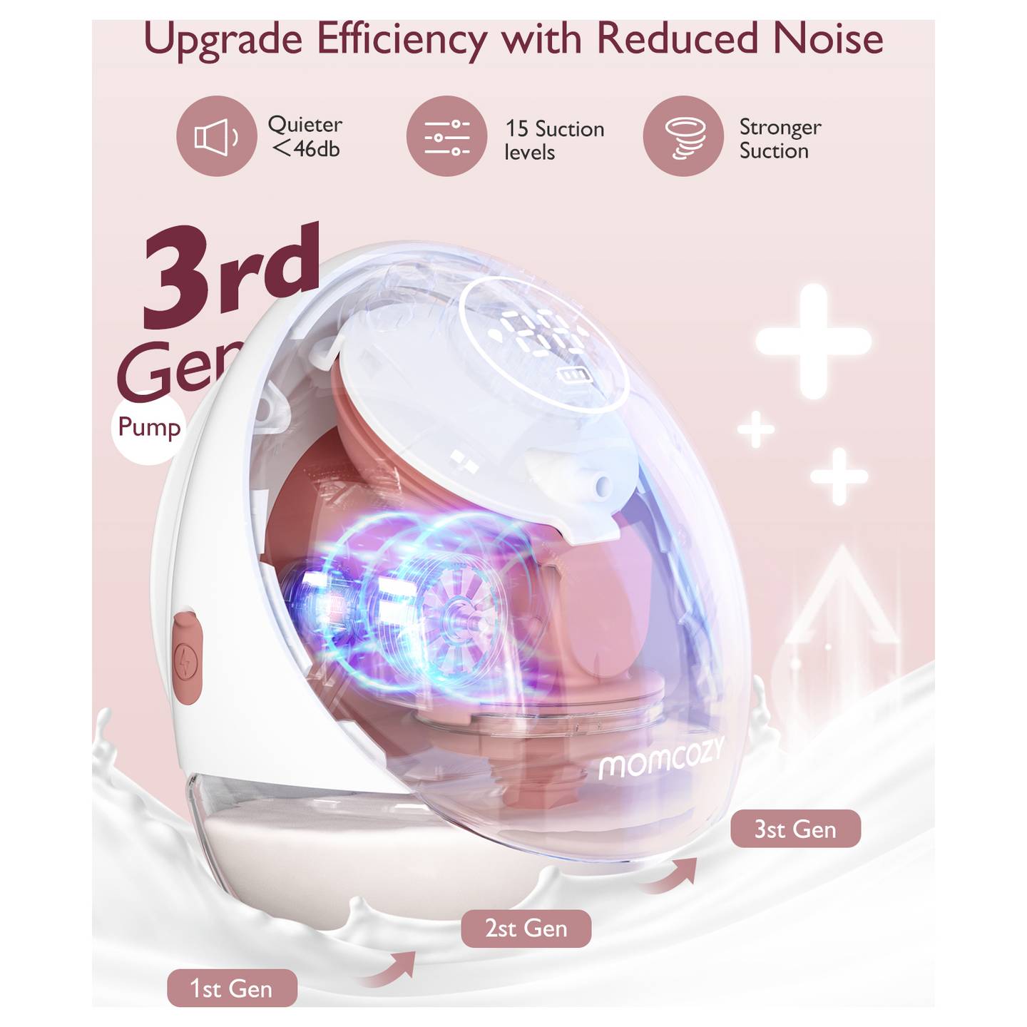 Momcozy Milchpumpe Mobile Flow M9 Akkupumpe 2 Stück Hautfreundlich Weiß Pink - 0762765367858
