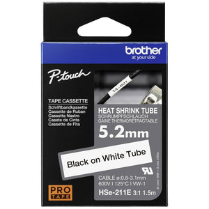 B-Ware Brother Schrumpfschlauch HSe-211E Kabelbeschriftung 5,2mm schwarz weiß 1,5m