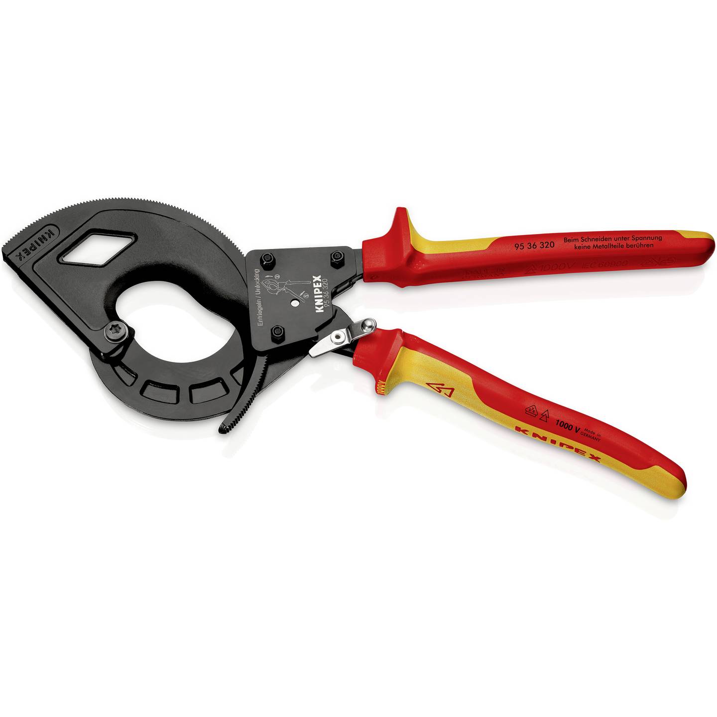 Knipex Ratschen-Kabelschneider 95 36 320 Alu Kupferkabel 60mm 600mm² - 4003773075189
