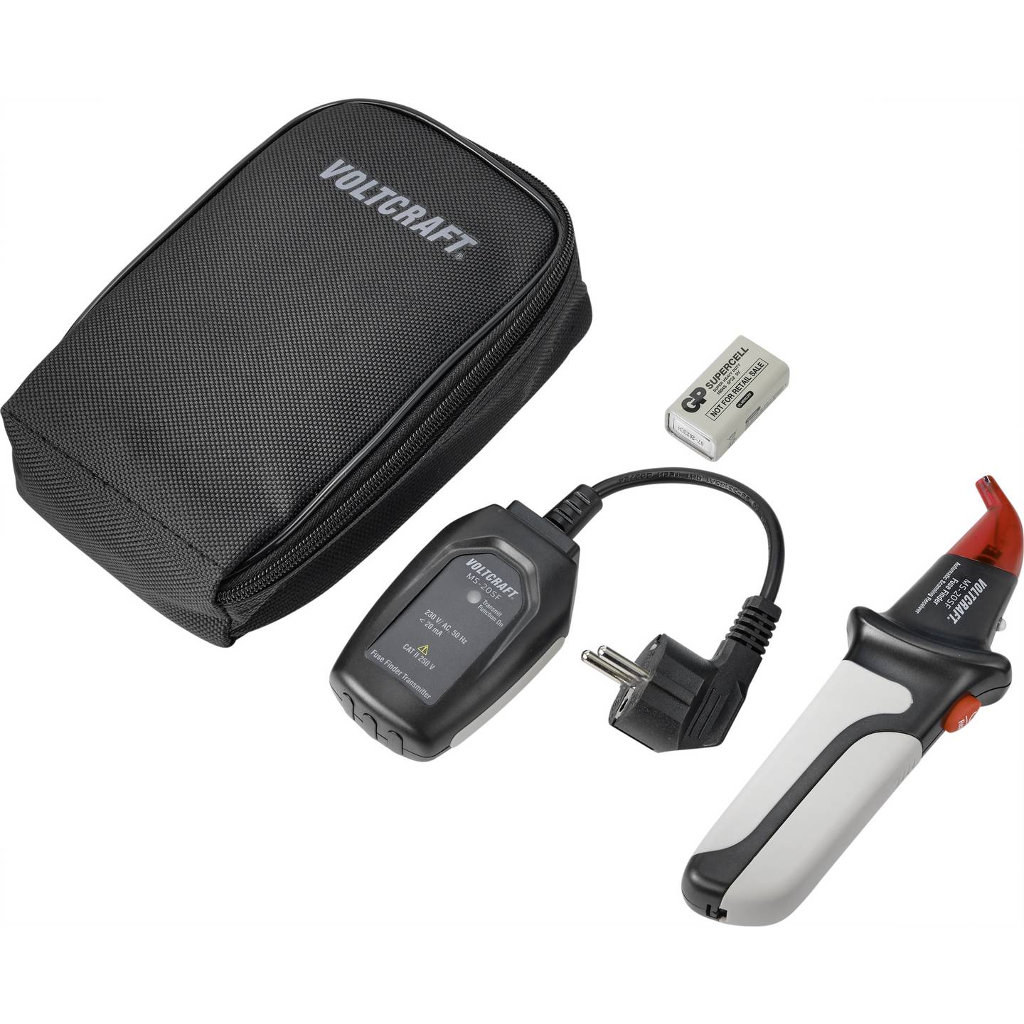 Voltcraft Sicherungsfinder Stromkreisfinder MS-20SF Sender Empfänger 218g CAT - 4016138842869