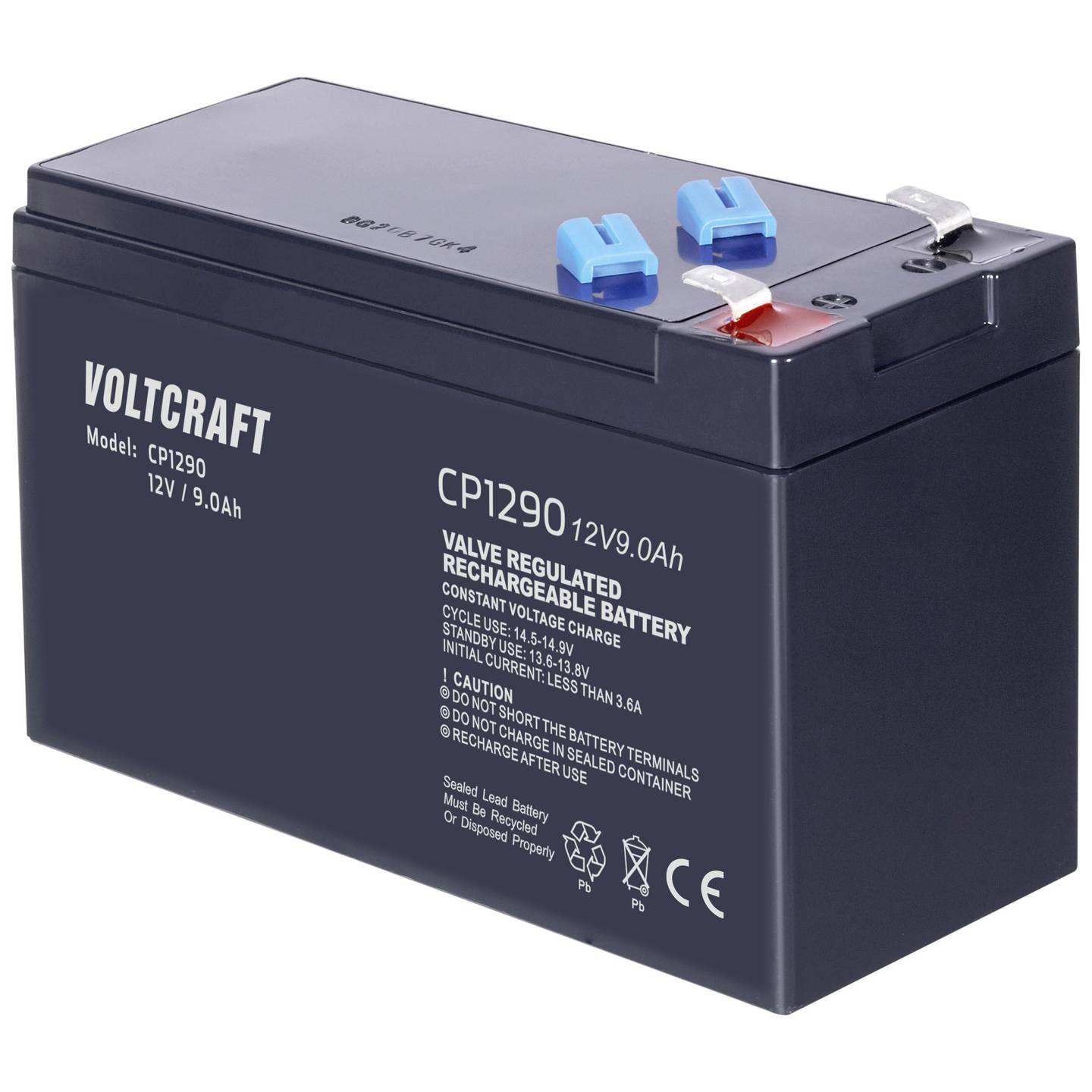 Voltcraft Bleiakku CE12V/9Ah AGM 12V 9Ah wartungsfrei Flachstecker 6.35mm - 4064161212128