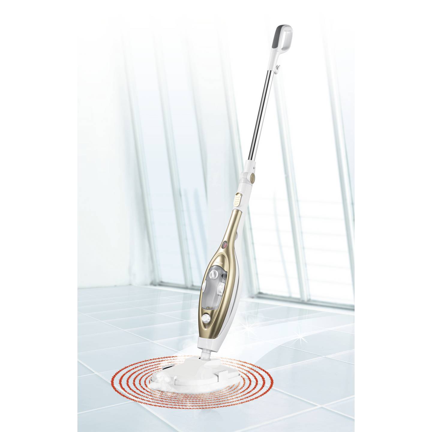 MAXXMEE Dampfbesen Dampfreiniger Vibrationsbesen Bodenreiniger gold Wassertank - 4052926015893