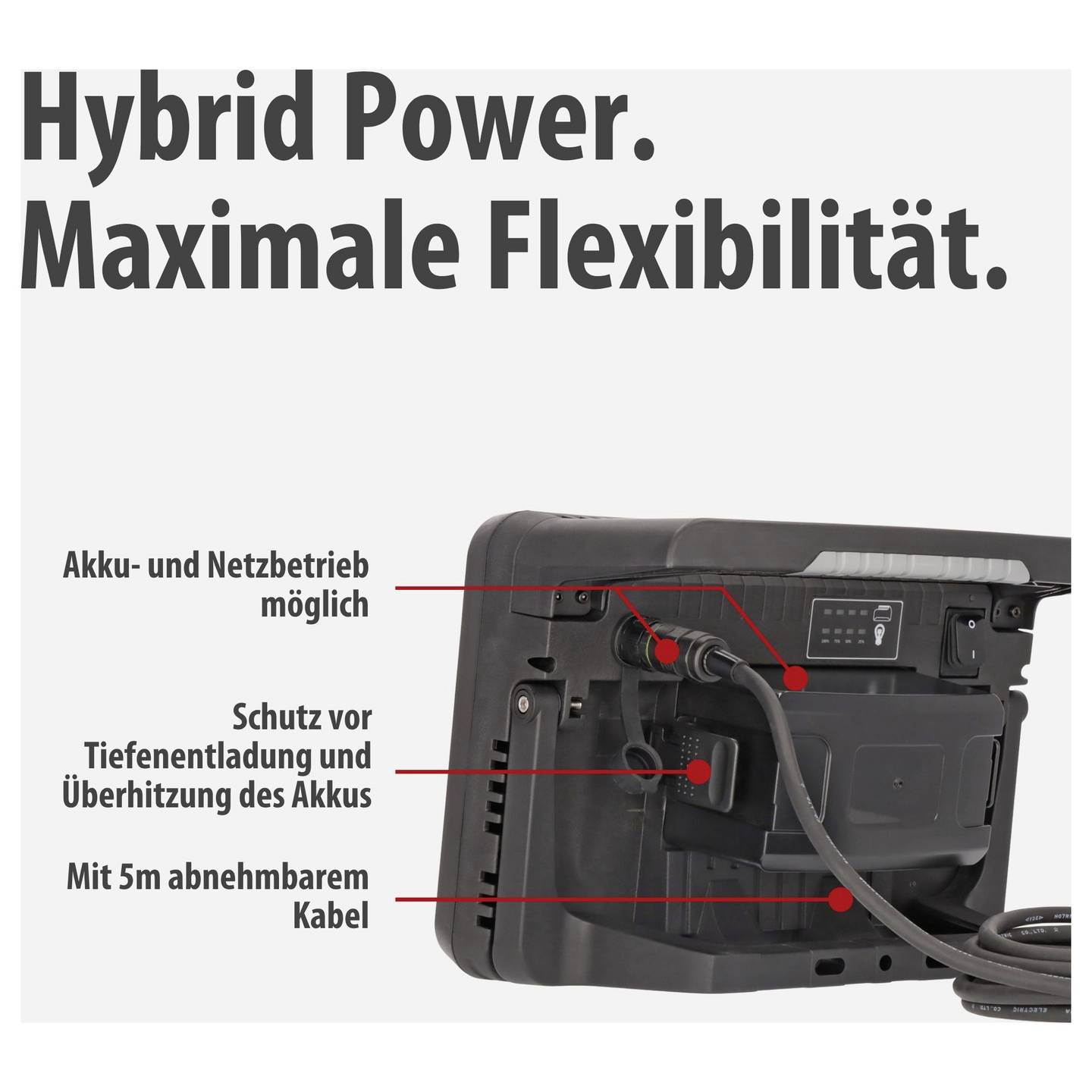 Multi Battery LED Hybrid Baustrahler 100 tragbar Flutlichtstrahler 500W IP44 - 4007123681341