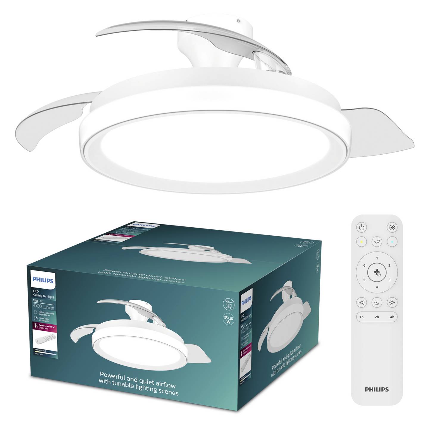 Philips LED Deckenventilator 28W Fernbedienung Dimmbar 3 Rotorblätter Weiß - 8721103096029