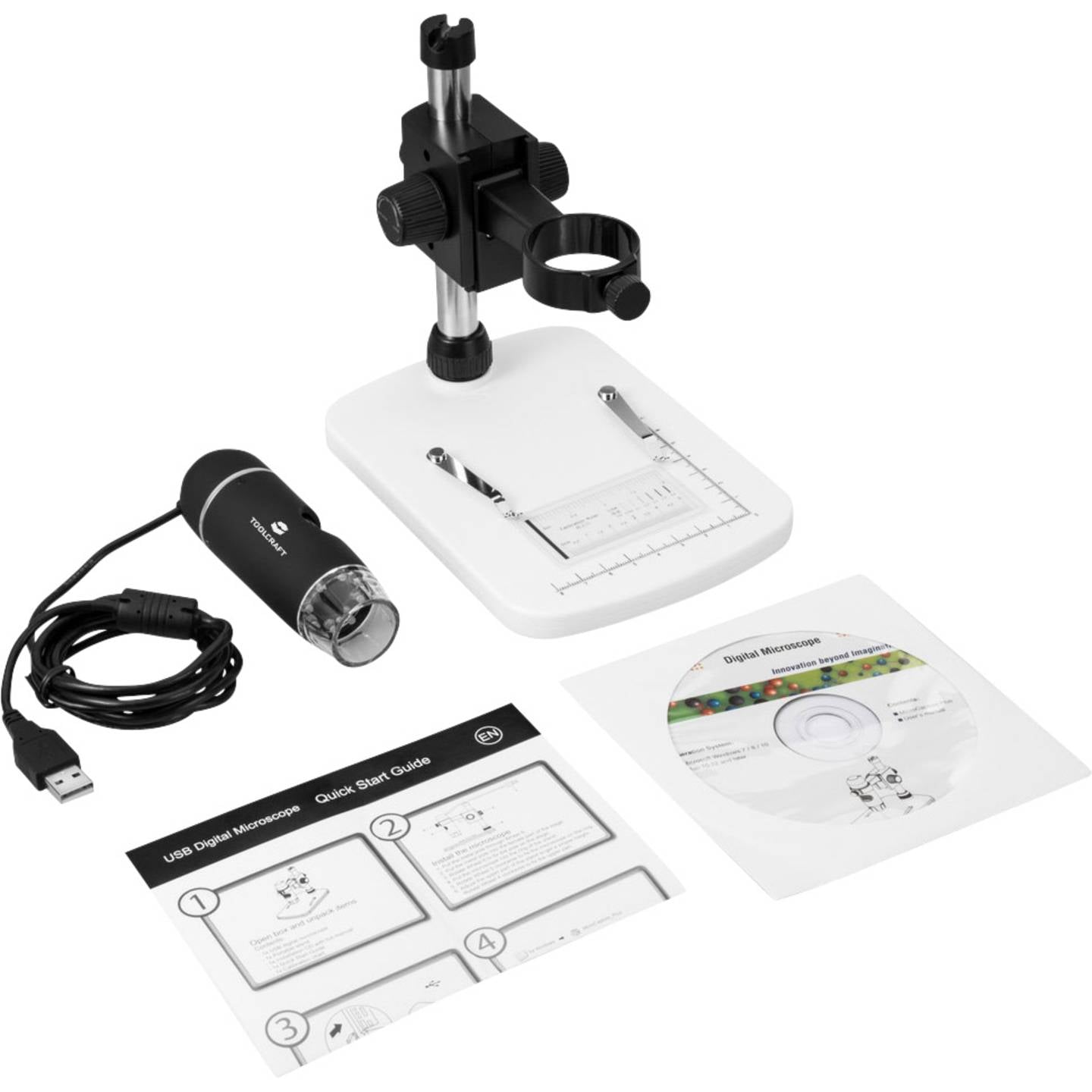 Toolcraft USB Mikroskop DigiMicro Profi 5 Megapixel 150x Vergrößerung mit LEDs - 4053199557134