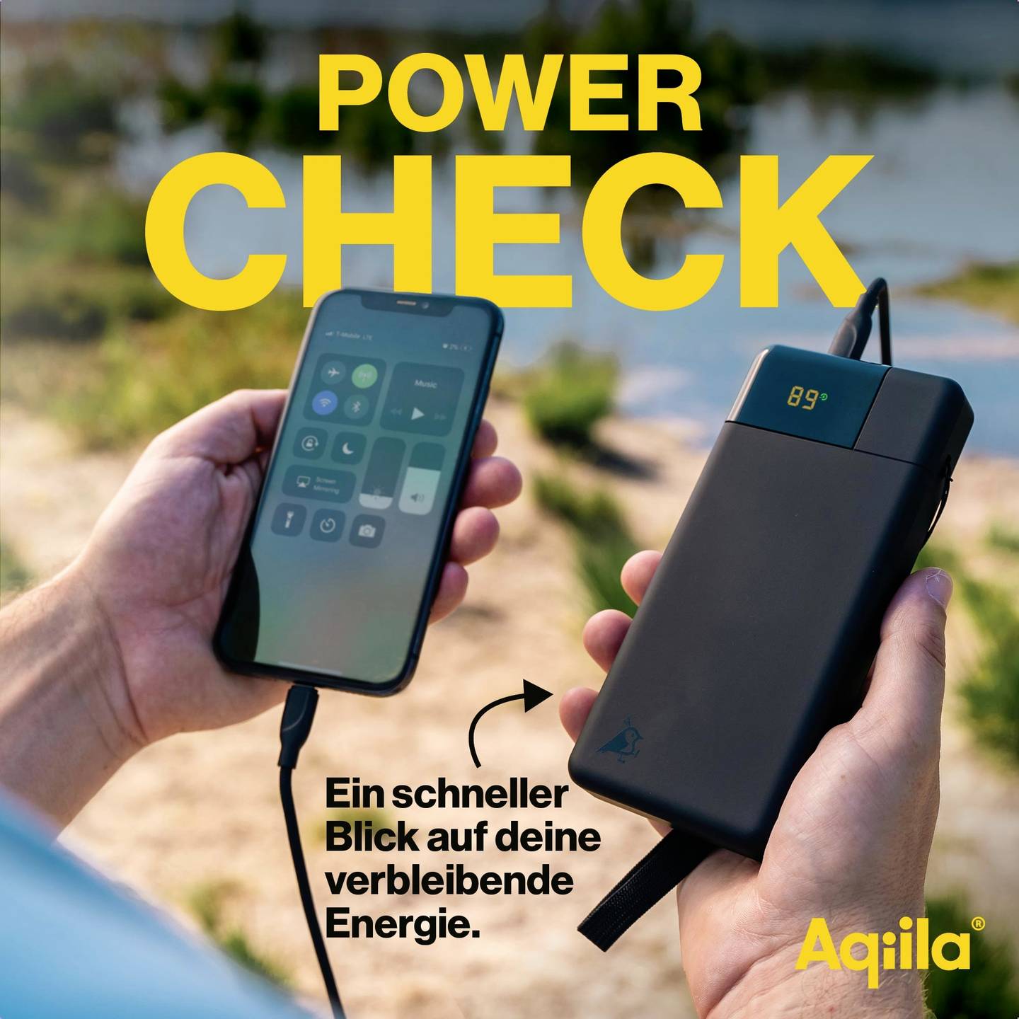 Aqiila Powerbank 20000 mAh LiPo Akku Ladegerät USB-A USB-C schwarz tragbar 3A - 8716778931966