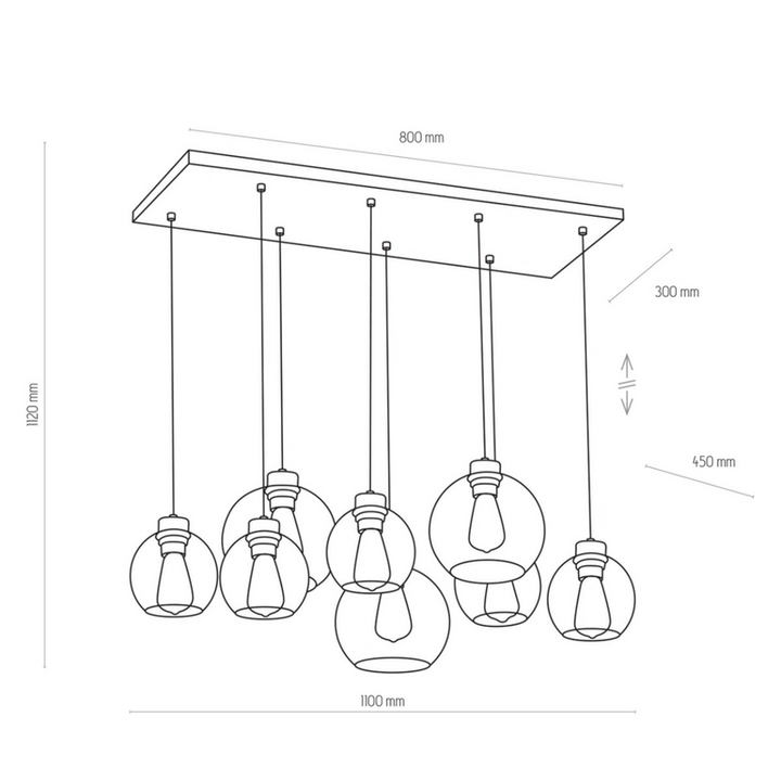 Euluna Hängeleuchte Cubus Hängeleuchte Pendelleuchte Lampe Leuchte achtflammig