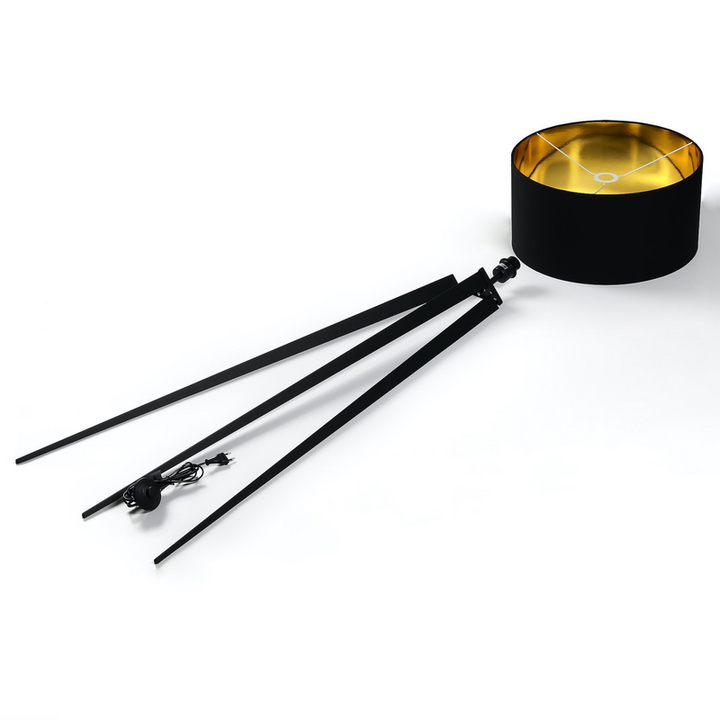 Lindby Benik Tripod-Stehlampe Standleuchte Stehleuchte Wohnzimmerlampe schwarz gold