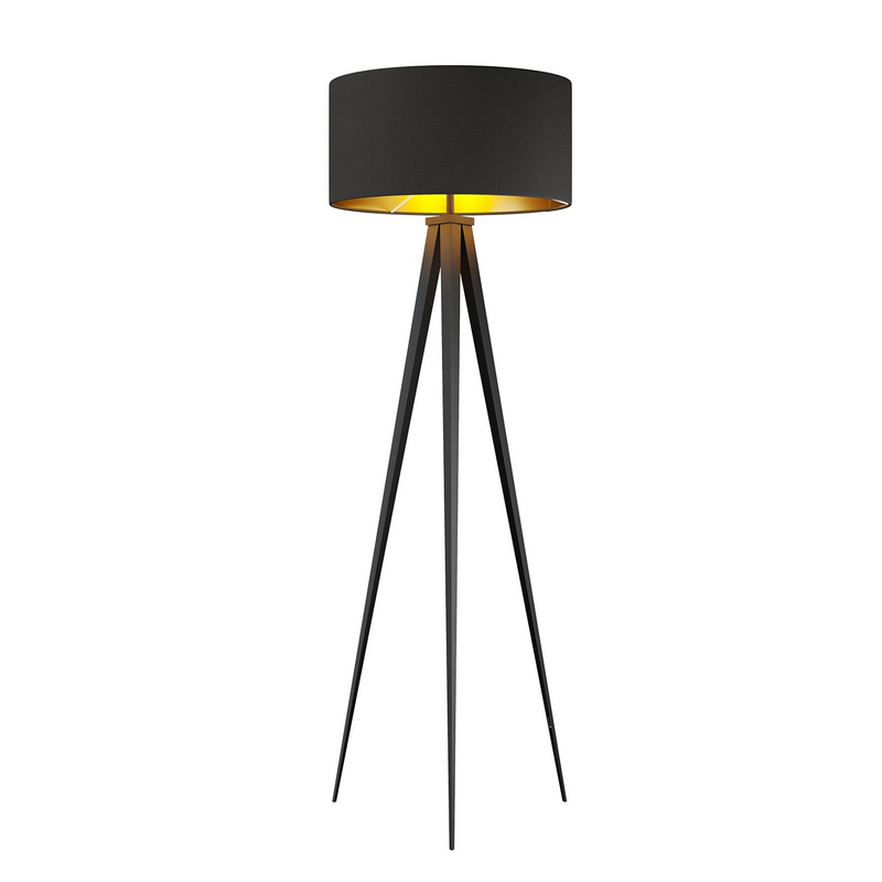 Lindby Benik Tripod-Stehlampe Standleuchte Stehleuchte Wohnzimmerlampe schwarz gold