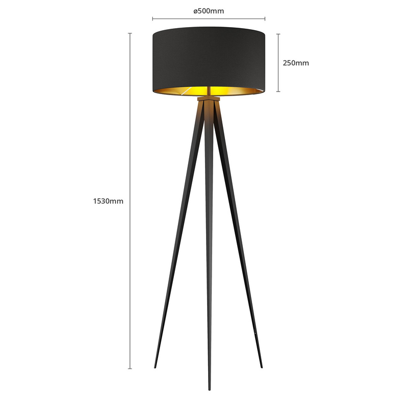 Lindby Benik Tripod-Stehlampe Standleuchte Stehleuchte Wohnzimmerlampe schwarz gold