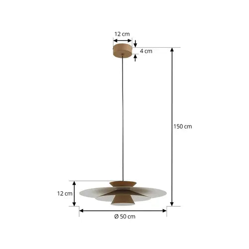 Suspension LED Lucande Livie, lampe suspendue en aluminium beige ø 50 cm, produit d'occasion.