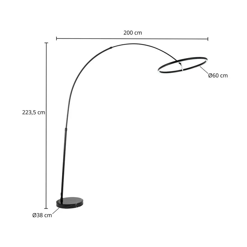 B-Ware Lucande Virvera Led Bogenstehlampe Standleuchte Deko Stehleuchte Rund Schwarz820