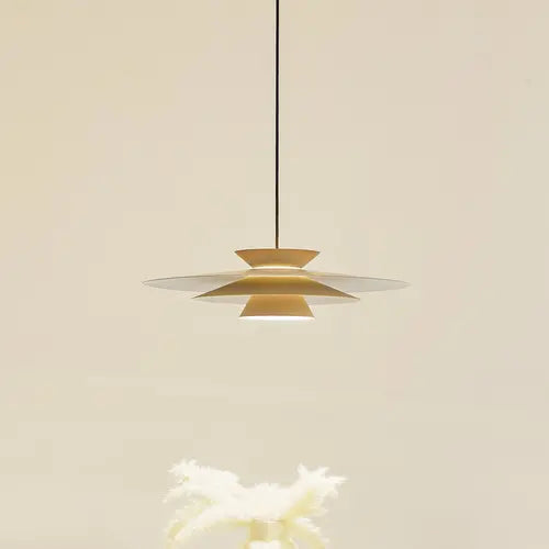 Suspension LED Lucande Livie, lampe suspendue en aluminium beige ø 50 cm, produit d'occasion.