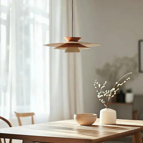 Suspension LED Lucande Livie, lampe suspendue en aluminium beige ø 50 cm, produit d'occasion.