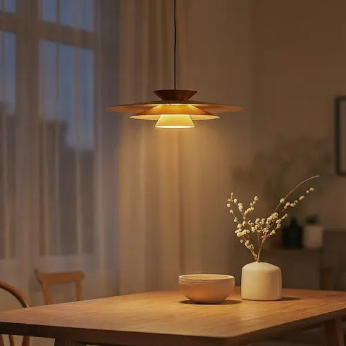 Suspension LED Lucande Livie, lampe suspendue en aluminium beige ø 50 cm, produit d'occasion.