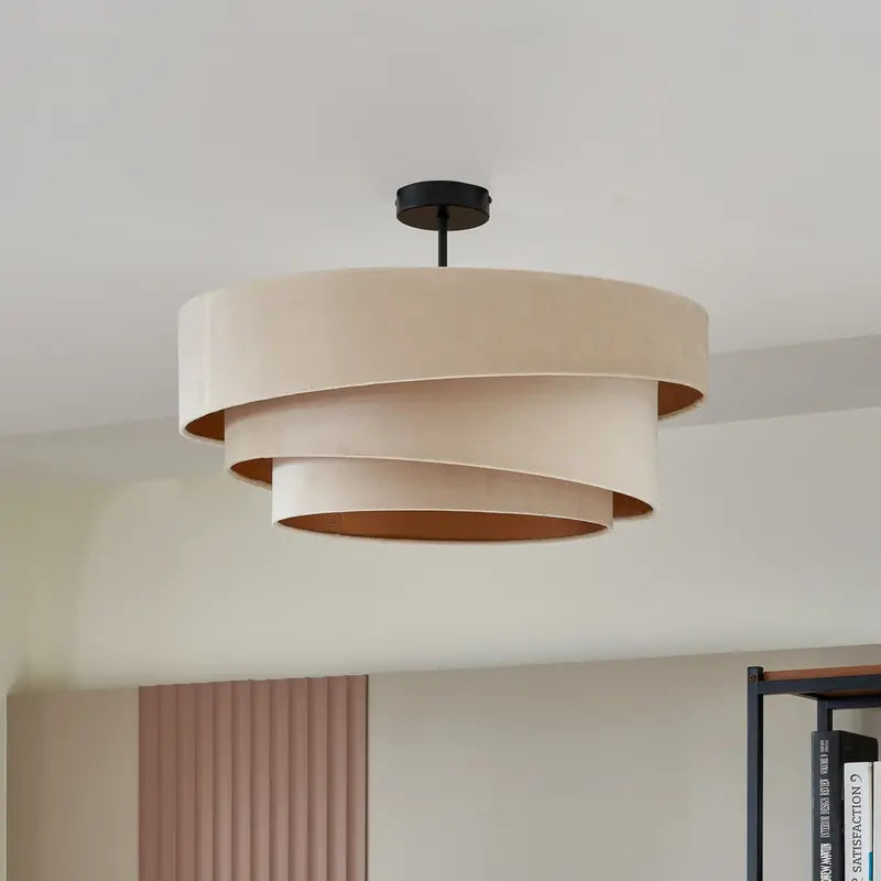 Suspension Lindby Jusari de qualité B, luminaire, culot E27, 3 ampoules, en tissu, blanc