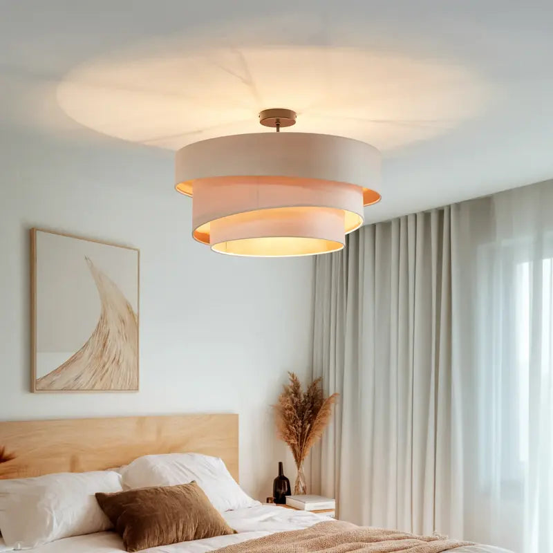 B-Ware Lindby Deckenleuchte Deckenlampe Jusari Textil creme gold LED Leuchte Lampe