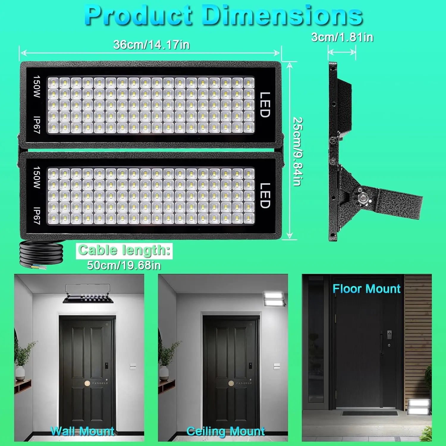 B-Ware Indmird Led Fluter 300 W 36000lm Ip67 Außenstrahler Flutlicht 7000 K - 1