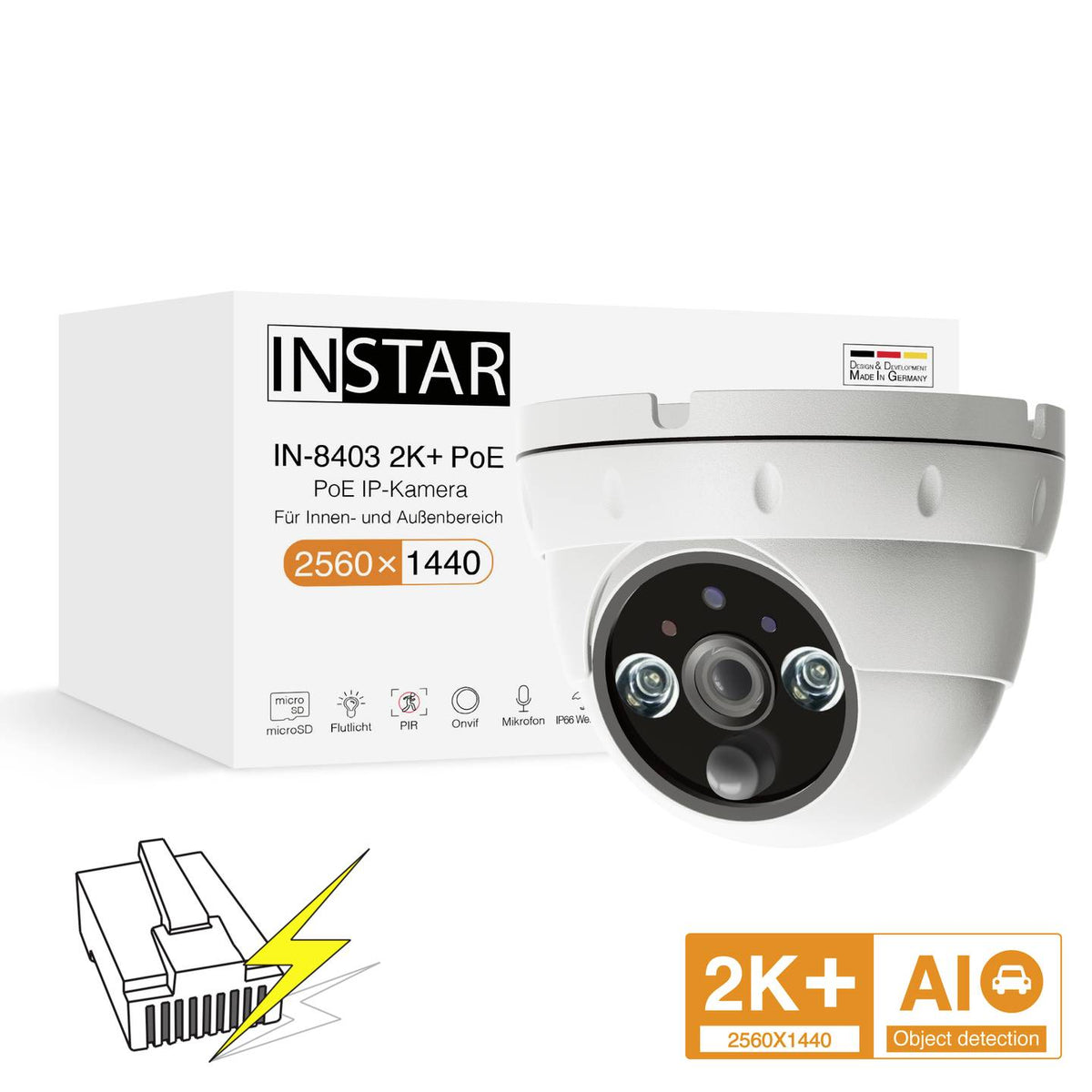INSTAR IN-8403 2K+ POE ws 14082 LAN IP Überwachungskamera 2560 x 1440 Pixel - 4260591891074