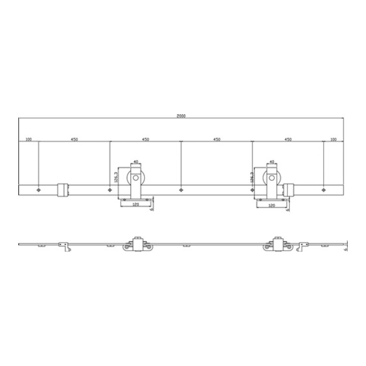 B-Ware Intersteel Schiebesyst Komplettset Schiebetürsystem Schwarz 100kg 2000mm 38 40mm - 8714186447949