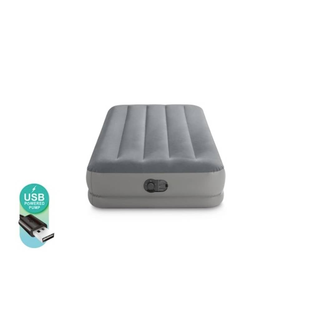 B-Ware Intex 64112 Einzelmatratze Mit Usb Fastfill Pumpe Farbe Grau 99 X 191 X 30 Cm - 6941057421971