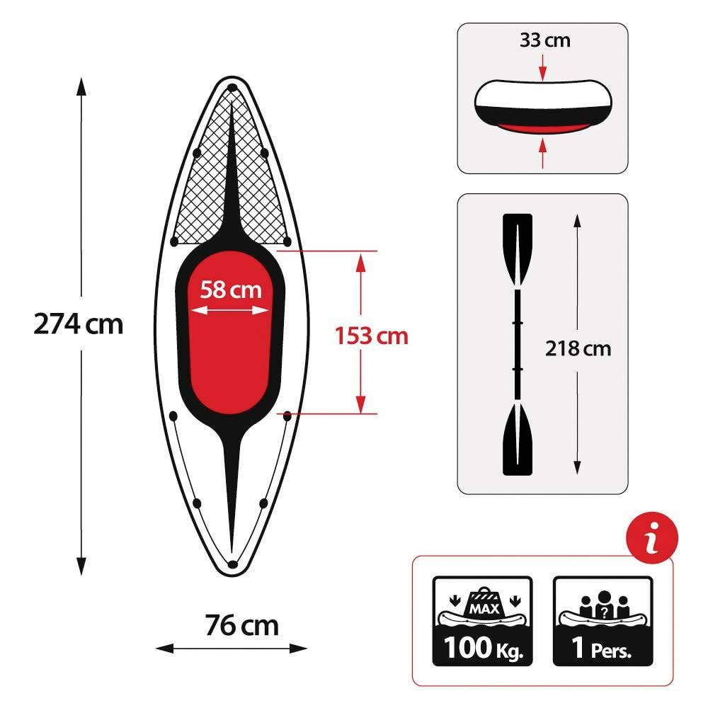 B-Ware Intex Boot Challenger Sport Kajak K1 Doppelpaddel+Pumpe Reparaturset Max. 100 Kg - 6941057463056