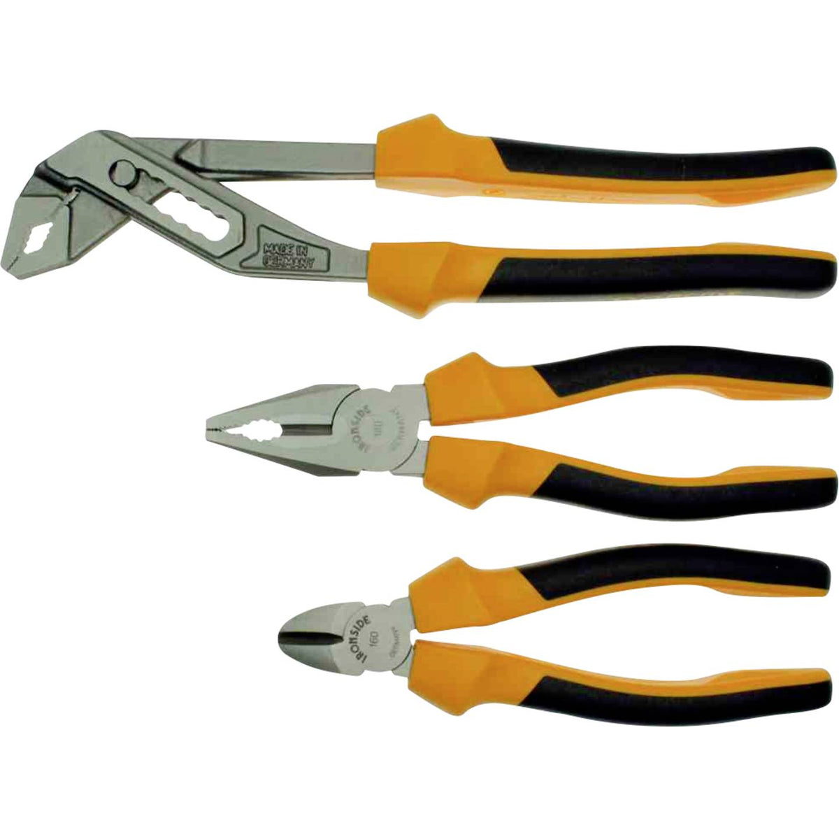 Ironside Zangen-Satz 3-tlg Kombizange Seitenschneider Wasserpumpenzange poliert - 3394661210166