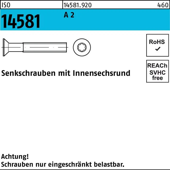 B-Ware Reyher Senkschraube Schraube Innensechsrund Iso 14581 A 2 M8 30mm 100 Stück - 4051426908353