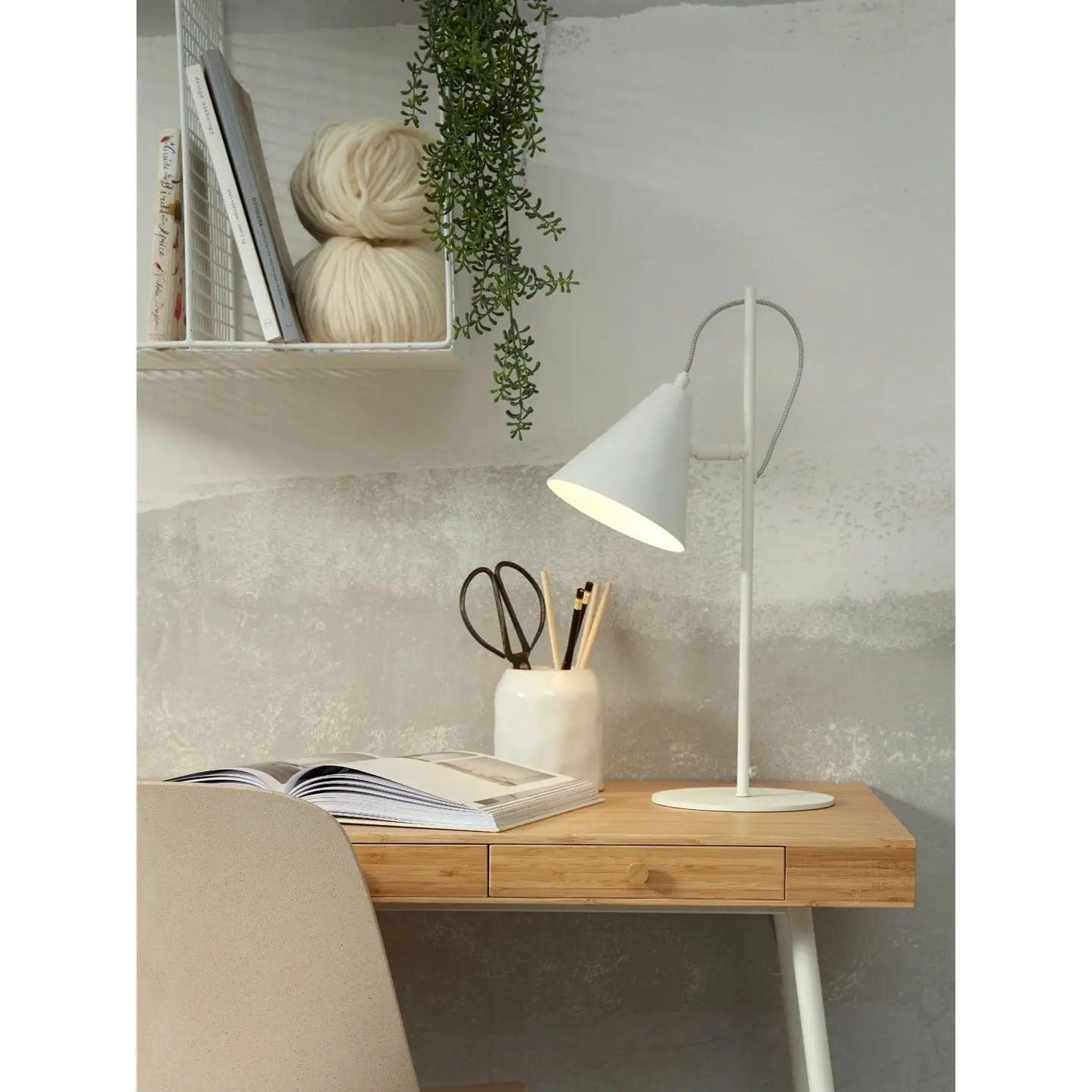 B-Ware It's About Romi Tischleuchte Tischlampe Lisbon Eisen Weiß Netzkabel Stecker E14 - 8716248095013