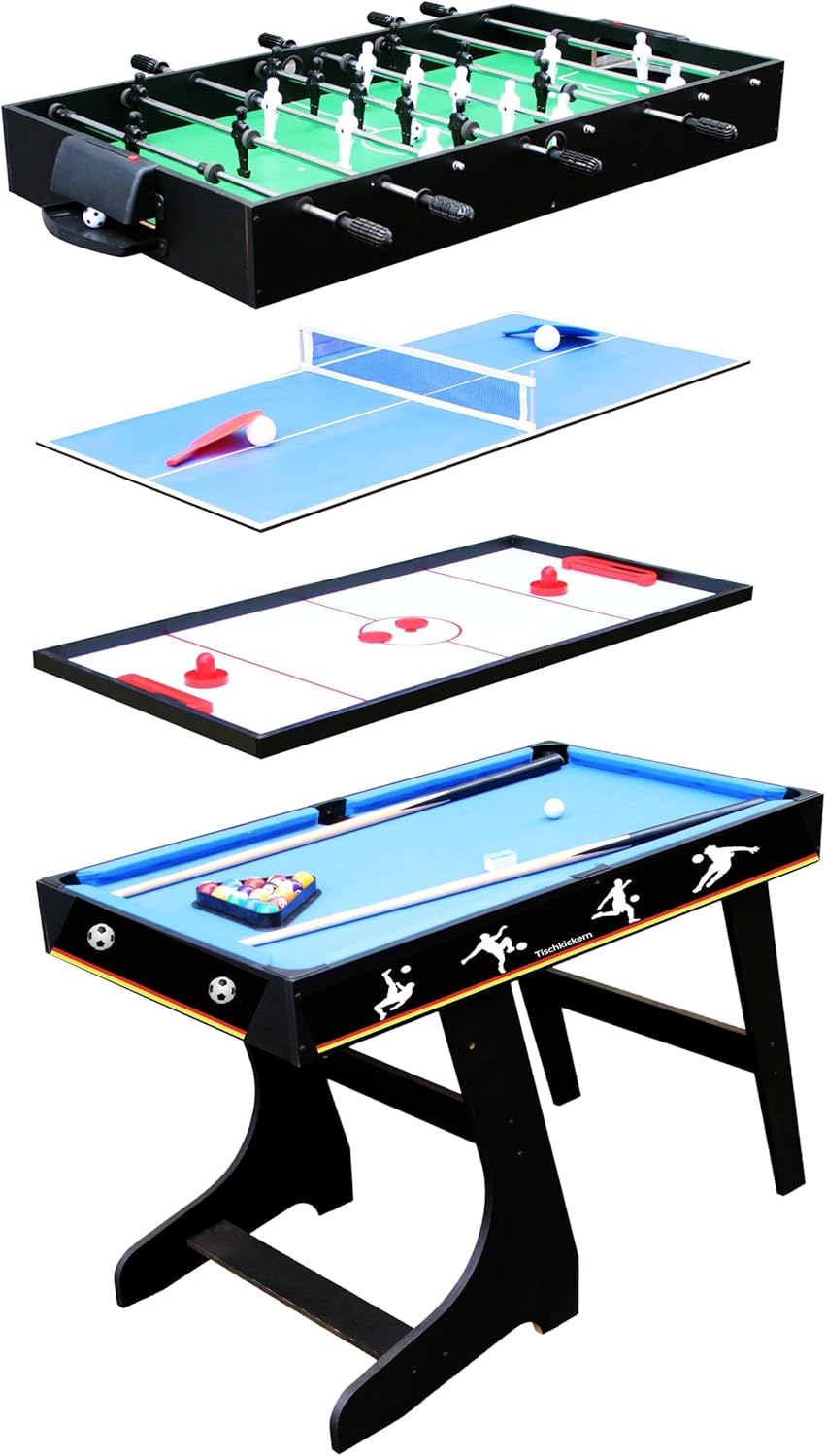 Izzy Multifunktionstisch Spieltisch 4-in-1 Tischfußball Billard Tischtennis - 4047385499261