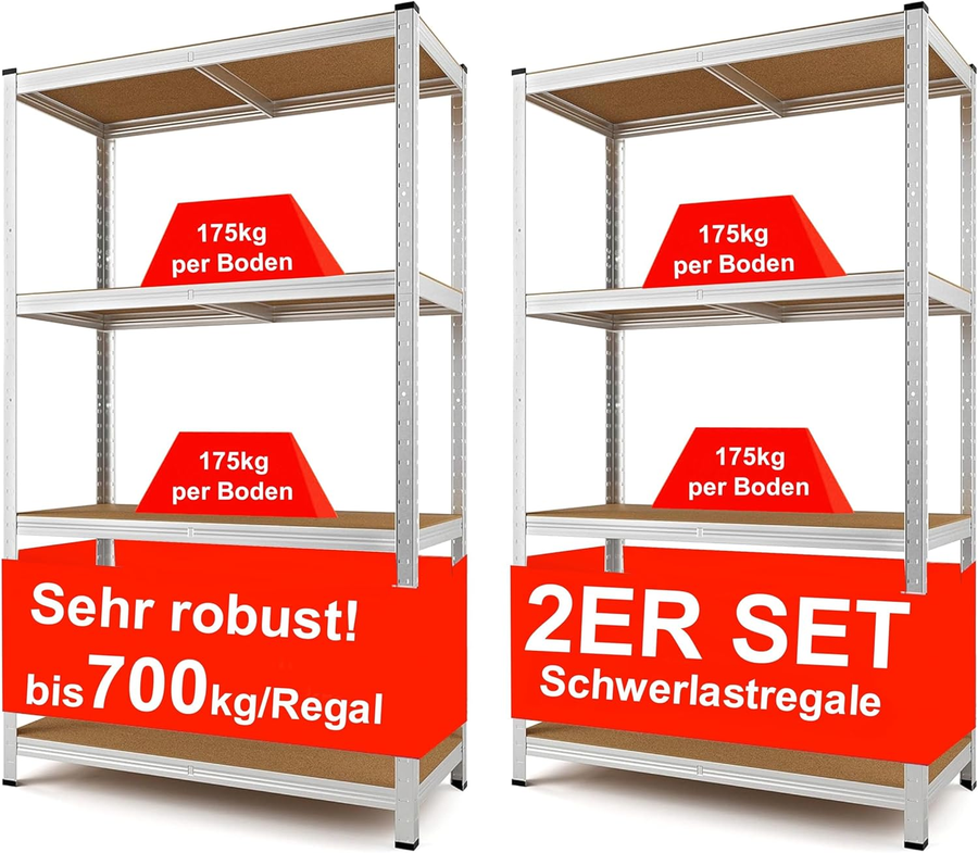 Izzy Schwerlastregal Set Kellerregal Metallregal 160x80x40 Cm 4 Siehe Text/Foto B-Ware - 4047385850109