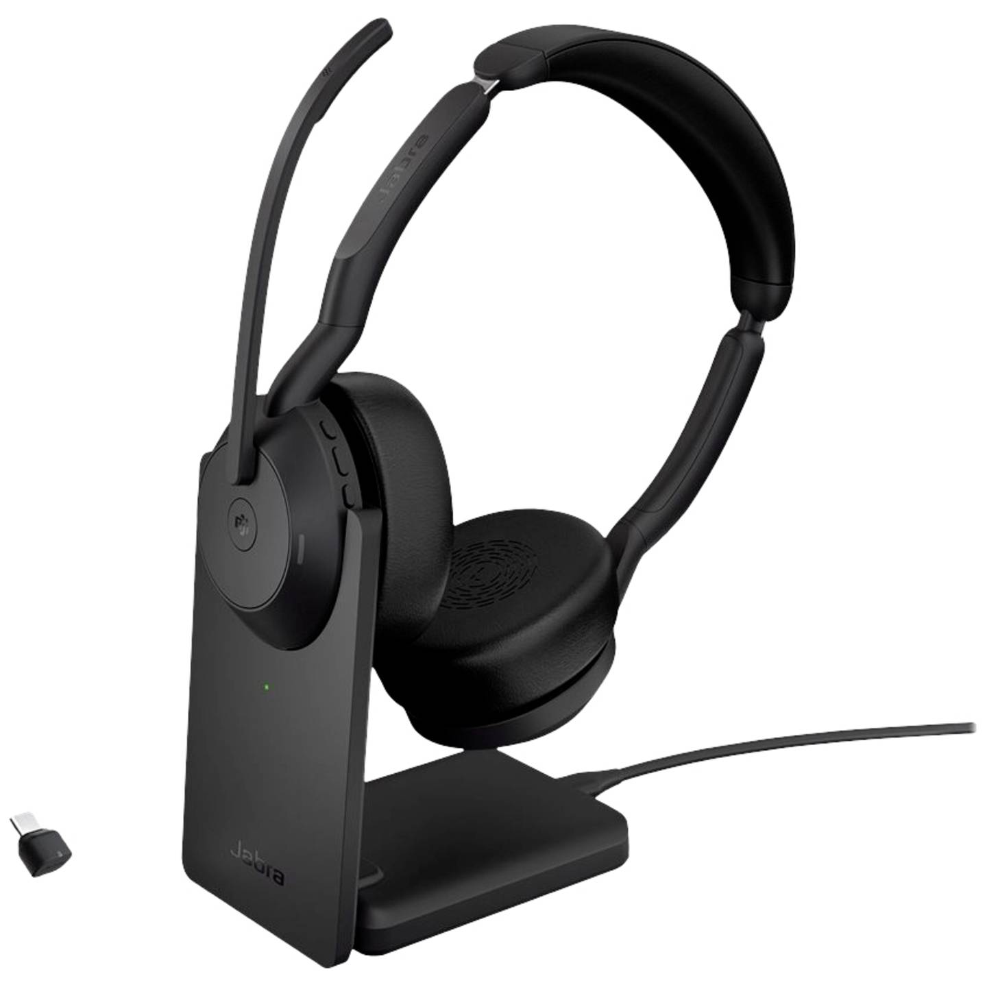 Jabra Headset Kopfhörer Evolve2 55 MS stereo Funk Bluetooth Schwarz Ladestation - 5706991027570