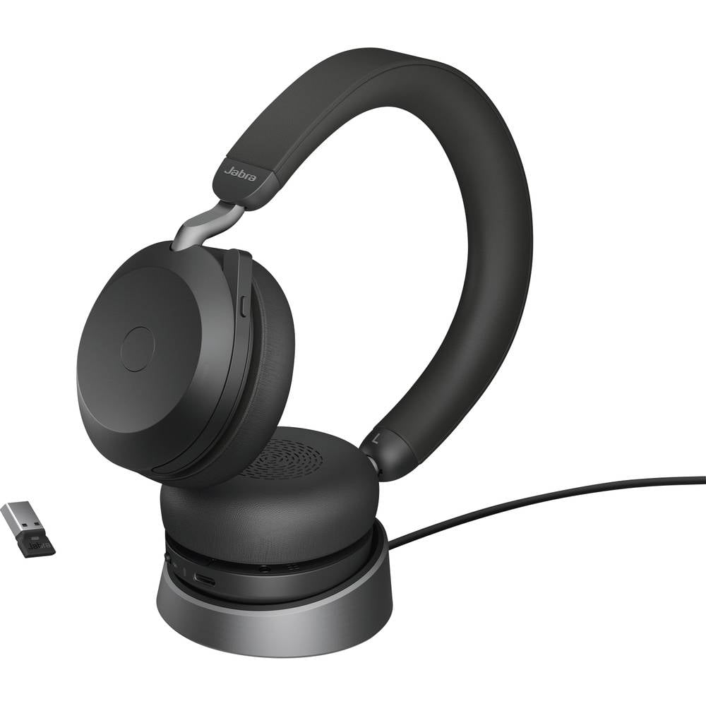 Casque audio Jabra Evolve2 75 (reconditionné) avec microphone intégré et fonction gaming.