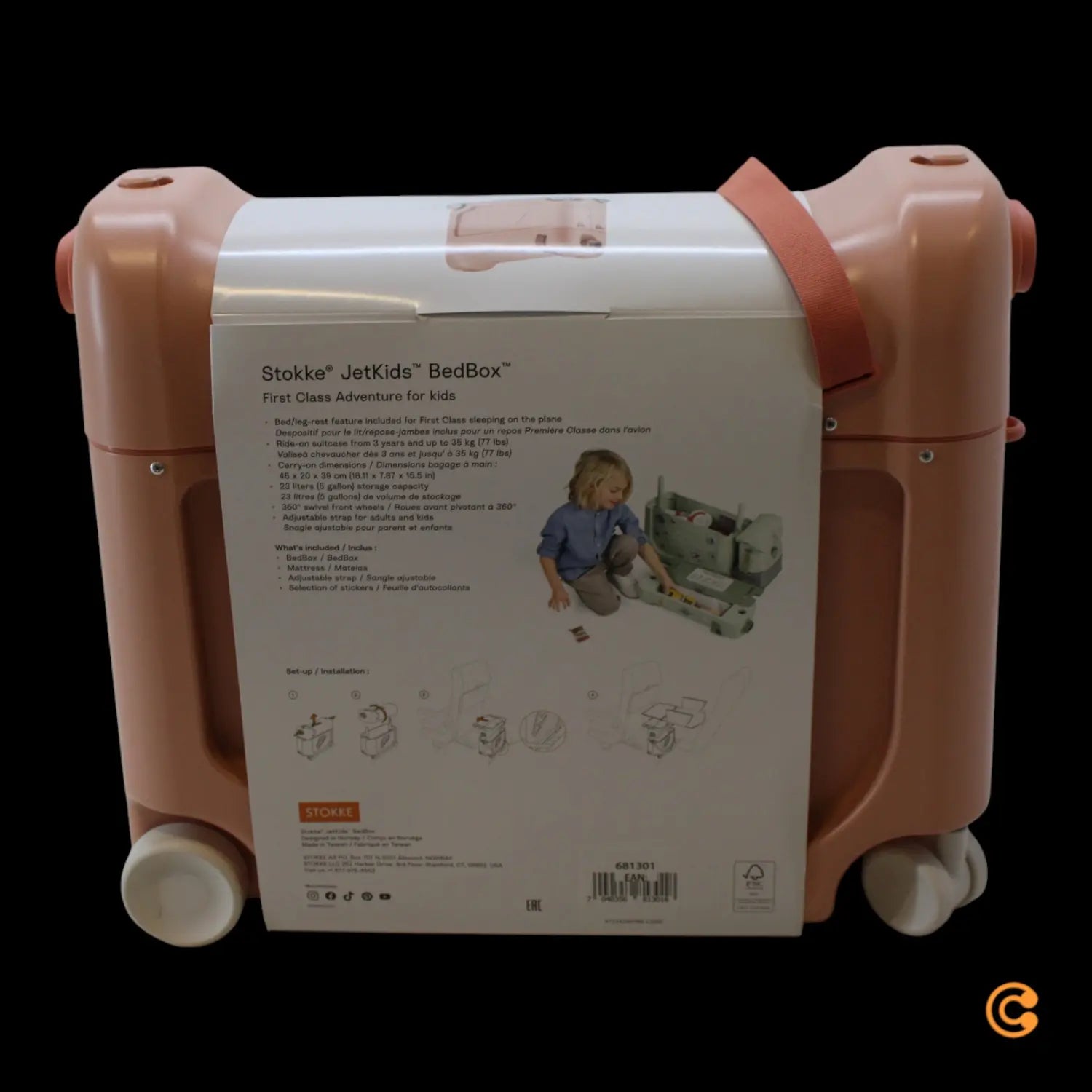 B-Ware Jet Kids By Stokke Bed Box Kindertrolley Kinderkoffer Handgepäck Coral Pink - 7040356813018