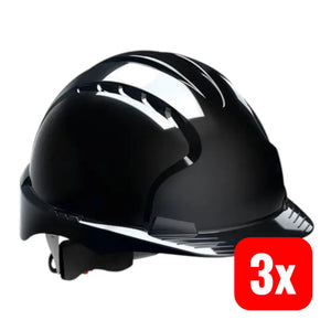 B-Ware Jsp Schutzhelm Helm En397 Schwarz Duroplast Drehverschluss Gurtband 3 Stück