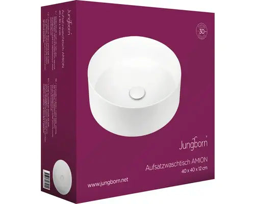 B-Ware Jungborn Waschtisch Waschbecken Aufsatzbecken Amion 40 Keramik Matt Weiß Ventil - 4306517475055