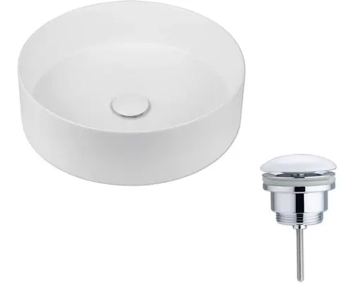 B-Ware Jungborn Waschtisch Waschbecken Aufsatzbecken Amion 40 Keramik Matt Weiß Ventil - 4306517475055