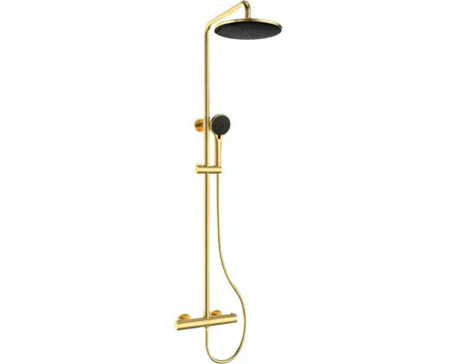 B-Ware Jungborn Duschsystem Duschsäule Brause Lambda Gold Gebürstet Thermostat Dusche  - 4306517991081