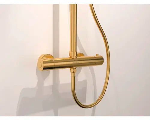 B-Ware Jungborn Duschsystem Duschsäule Brause Lambda Gold Gebürstet Thermostat Dusche  - 4306517991081