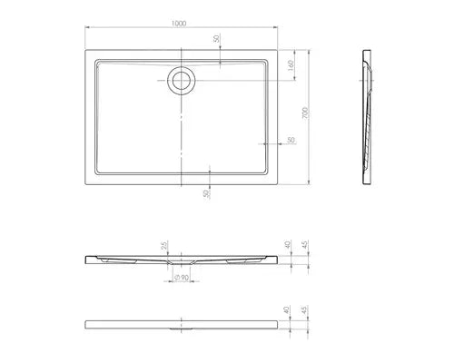 B-Ware Jungborn Duschwanne Duschbecken Cinque Acryl Rechteck Weiß Badezimmer 70x100 Cm - 4306517998745