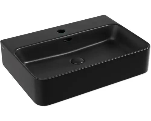 B-Ware Jungborn Waschtisch Becken Three 60x42 Cm Schwarz Matt Keramisches Ablaufventil - 4306517917159