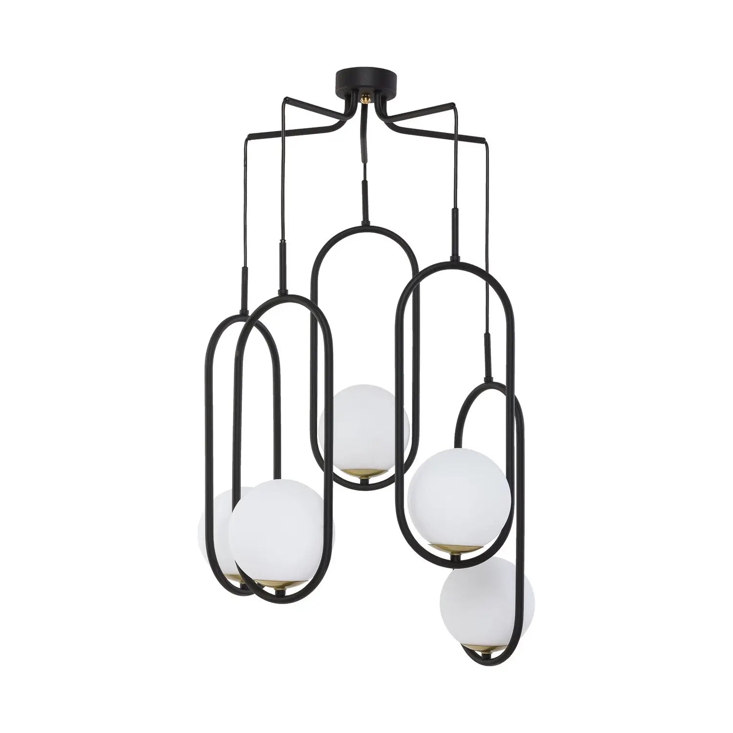 B-Ware Jupiter Samba Hängeleuchte Pendelleuchte Deckenlampe Opalglas Schwarz 5 Flammig - 5905962017286