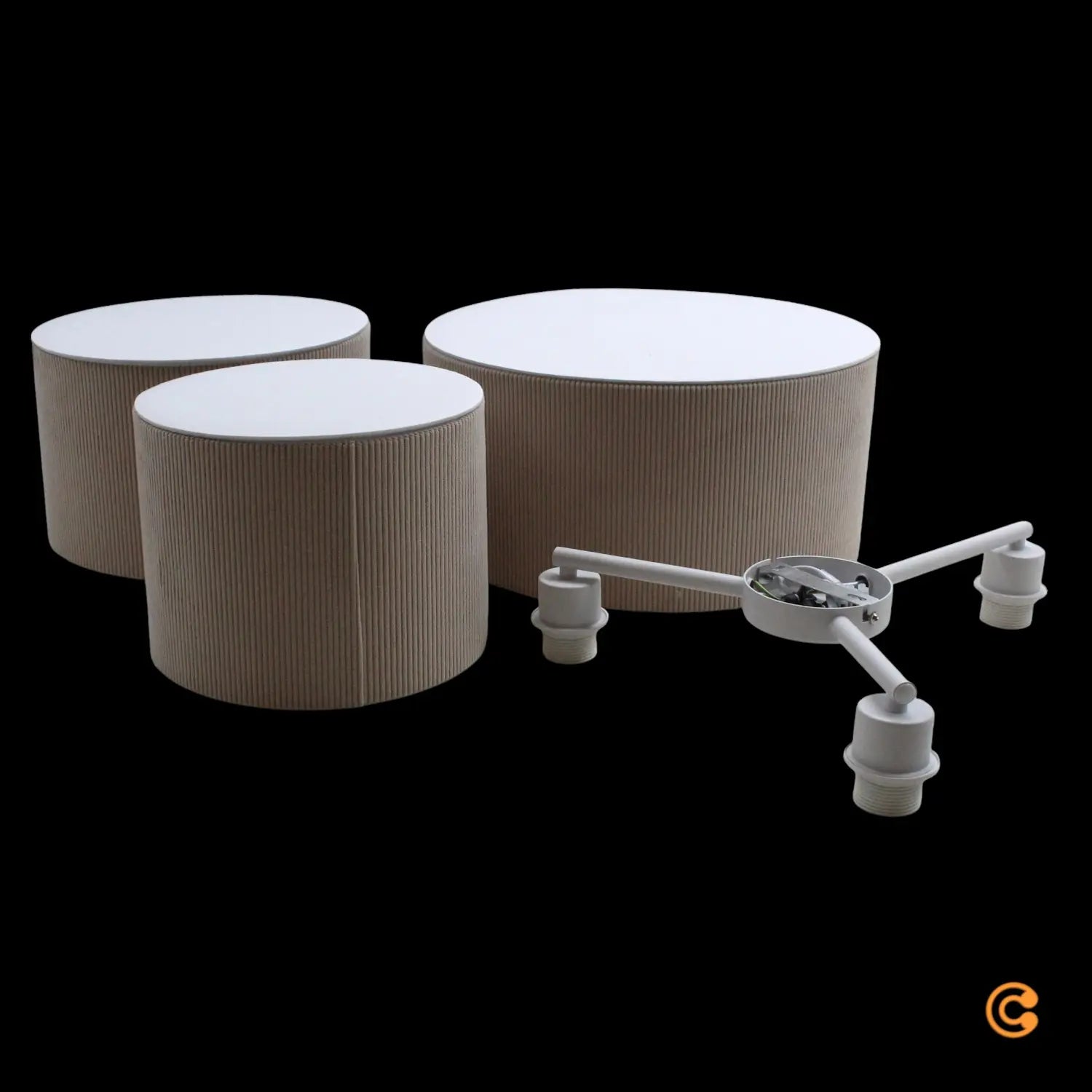 B-Ware Just Light. Deckenleuchte Green Duro Textil Deckenlampe Beige Dreiflammig  - 4043689005917