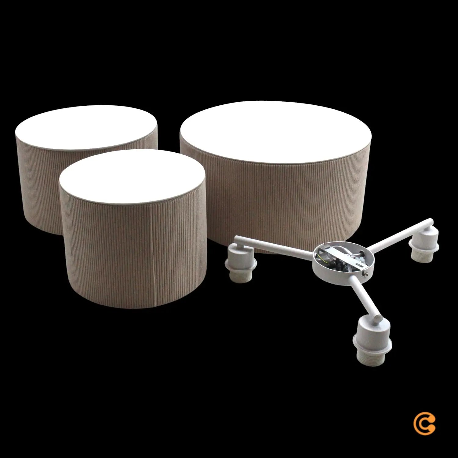 B-Ware Just Light. Deckenleuchte Green Duro Textil Deckenlampe Beige Dreiflammig  - 4043689005917