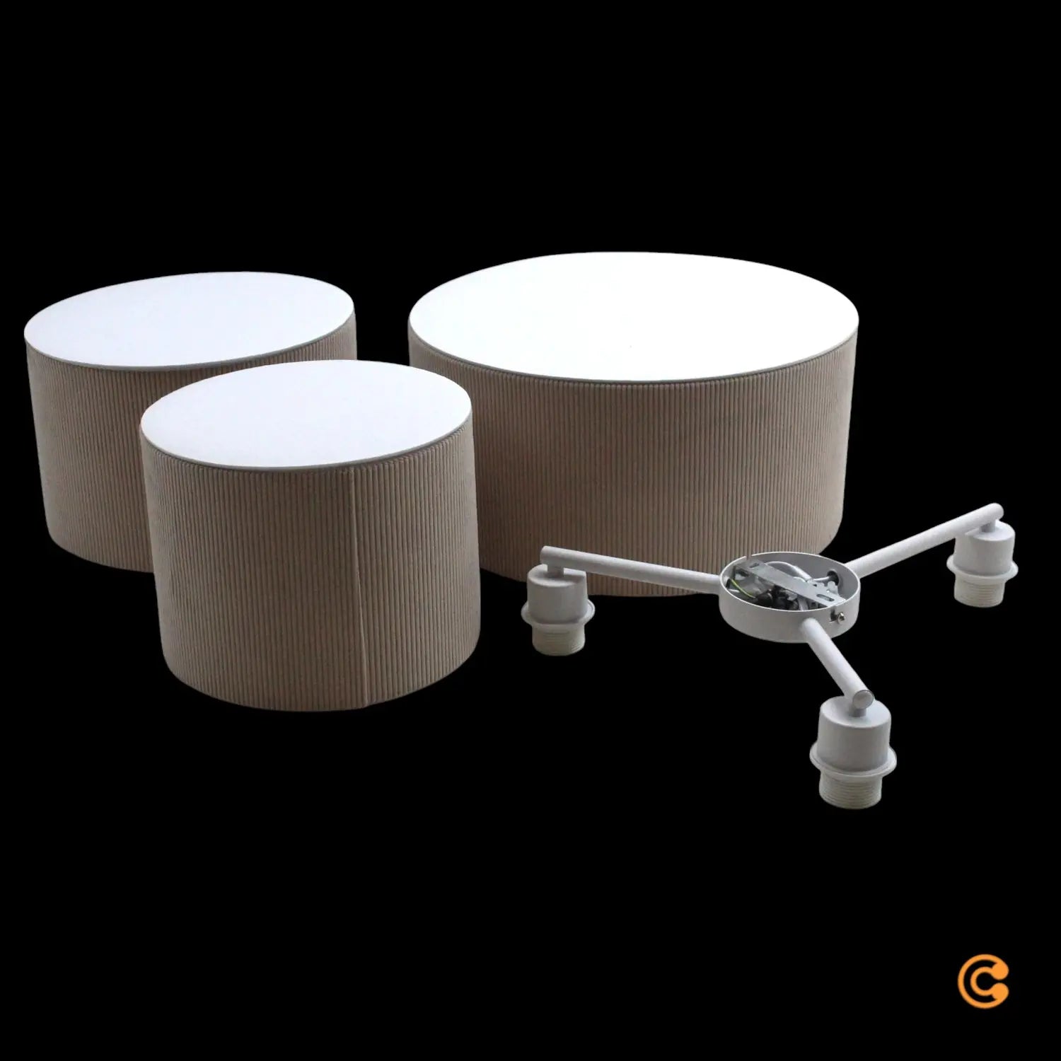 B-Ware Just Light. Deckenleuchte Green Duro Textil Deckenlampe Beige Dreiflammig  - 4043689005917